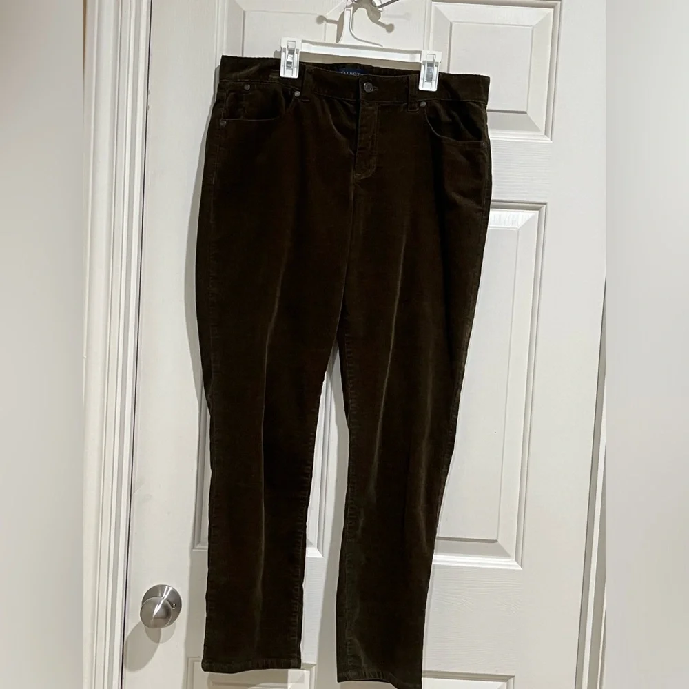 TALBOTS Dark Brown STRETCH Corduroy Straight-Leg Pants WOMEN SIZE 12